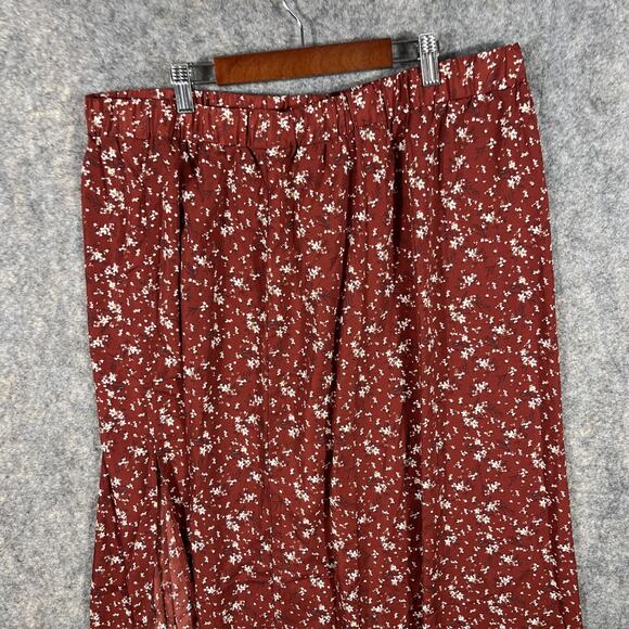 Shein Curve 2XL Red Wide Leg Pants Floral Cross Over Style Drawstring Open Sides - Picture 6 of 10